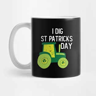 I Dig St Patricks Day Shamrocks Tractor Clover Toddlers Boys Mug